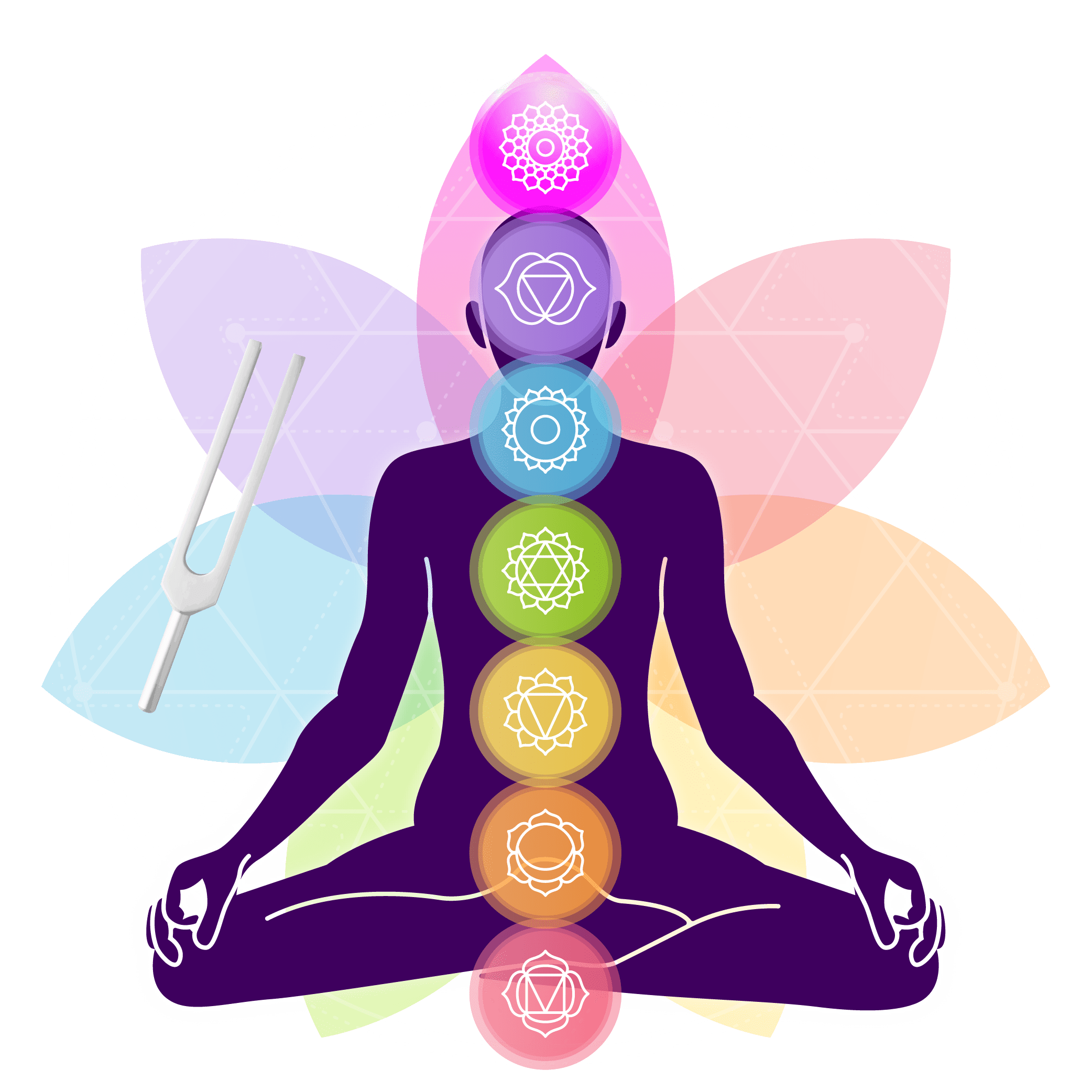 Chakras Music Therapy tuning Fork Meditation Sacred Sri Yantra Geometry
